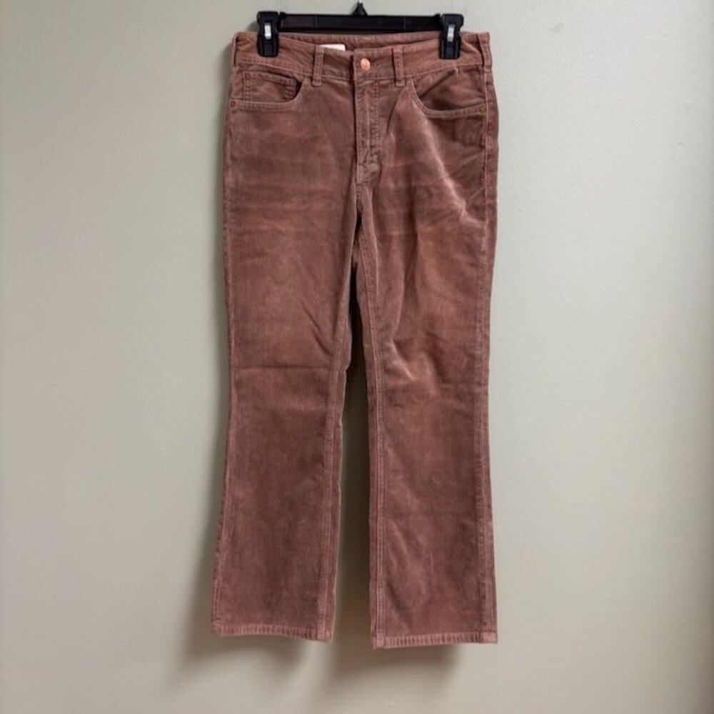 Pilcro Womens Yaya Mid-Rise Corduroy Crop Flare Jeans Size 27 Pink Boho Hippie